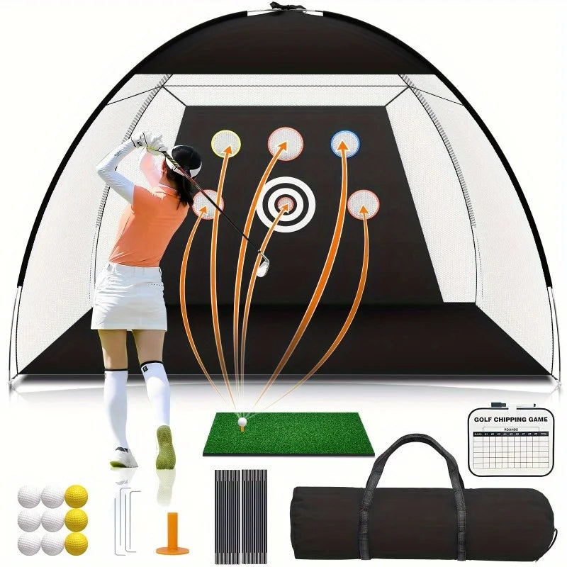 Golf Practice Net, 10x7 ft Deluxe Golf Practice net set Play golf at home Sportsman Specialty Products