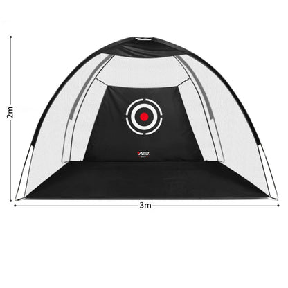 Indoor golf practice net cage measuring 2m by 3m, ideal for home golf training and practice.