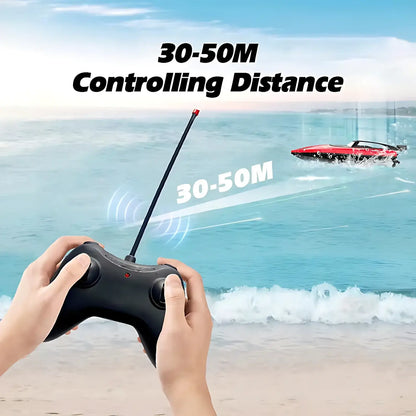 High-Speed RC Boat for Kids, Waterproof 27MHz Dual Motor with 30-50M controlling distance