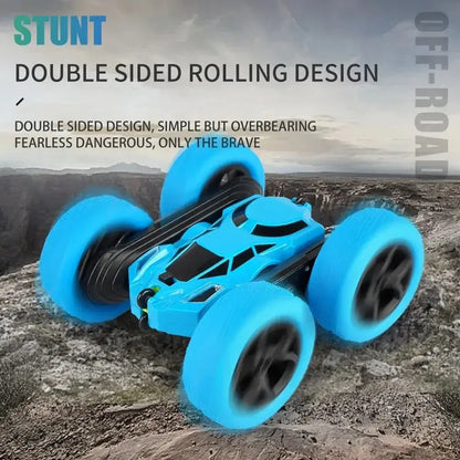 RC Stunt Car Children Double Sided showing off-road capabilities and double sided rolling design.