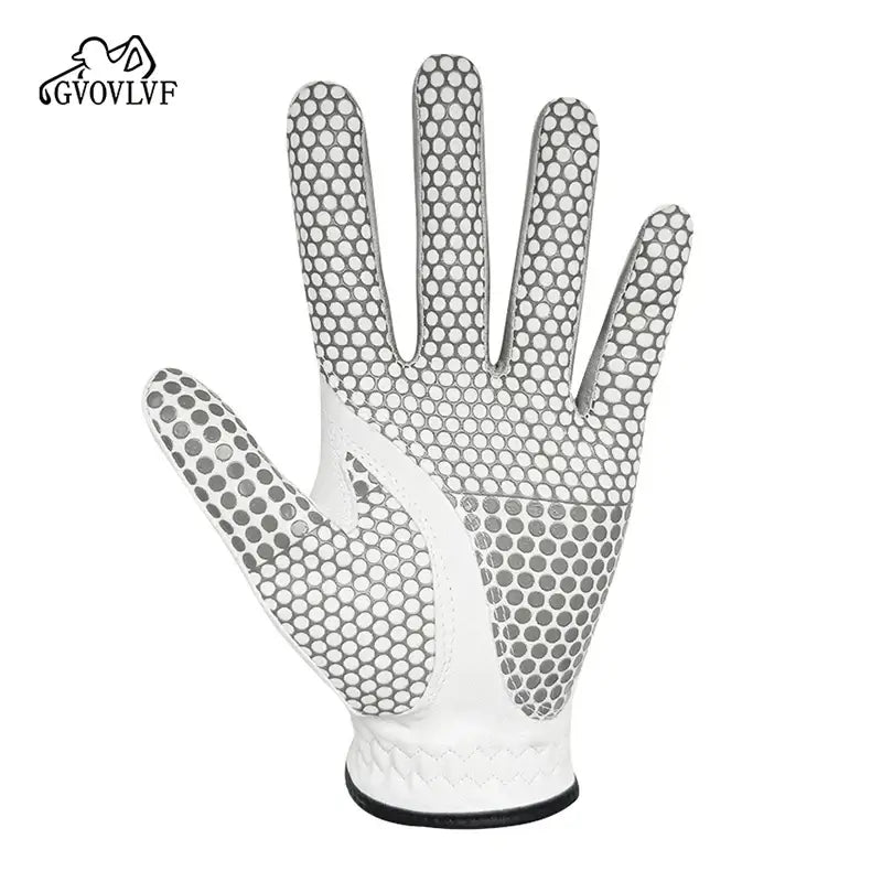 Golf Gloves Men's Leather White Breathable Gloves featuring a textured palm design for optimal grip.