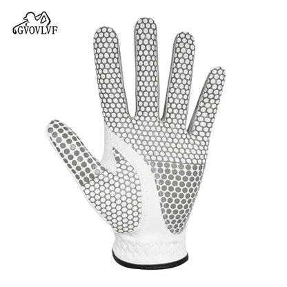 Golf Gloves Men's Leather White Breathable Gloves featuring a textured palm design for optimal grip.