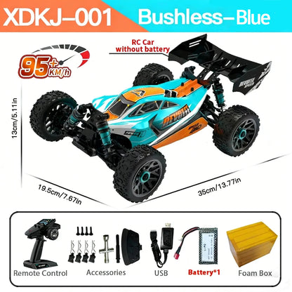 high speed 4WD RC cars XDKJ-001 in blue, featuring a powerful design and capabilities up to 95KM/H.
