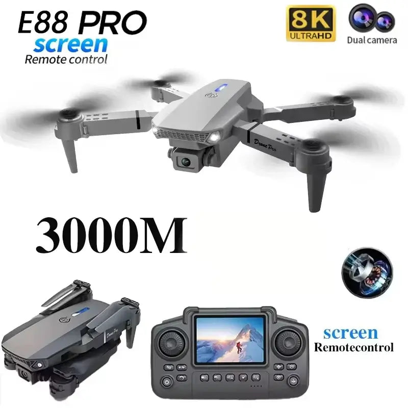 New Upgrade E88 Drone Remote Control with Screen Dual Camera