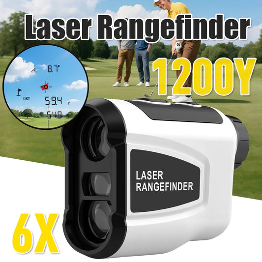 USA Stock Laser Golf Rangefinder featuring 1200 yards range and 6X magnification, perfect for accurate golf distance measurement.
