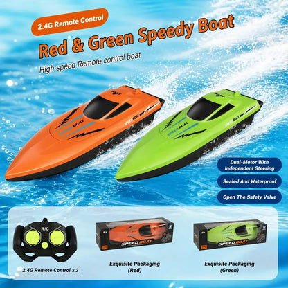 2 Pack Remote Control Boat 2.4GHz Dual Motor RC Speedboat