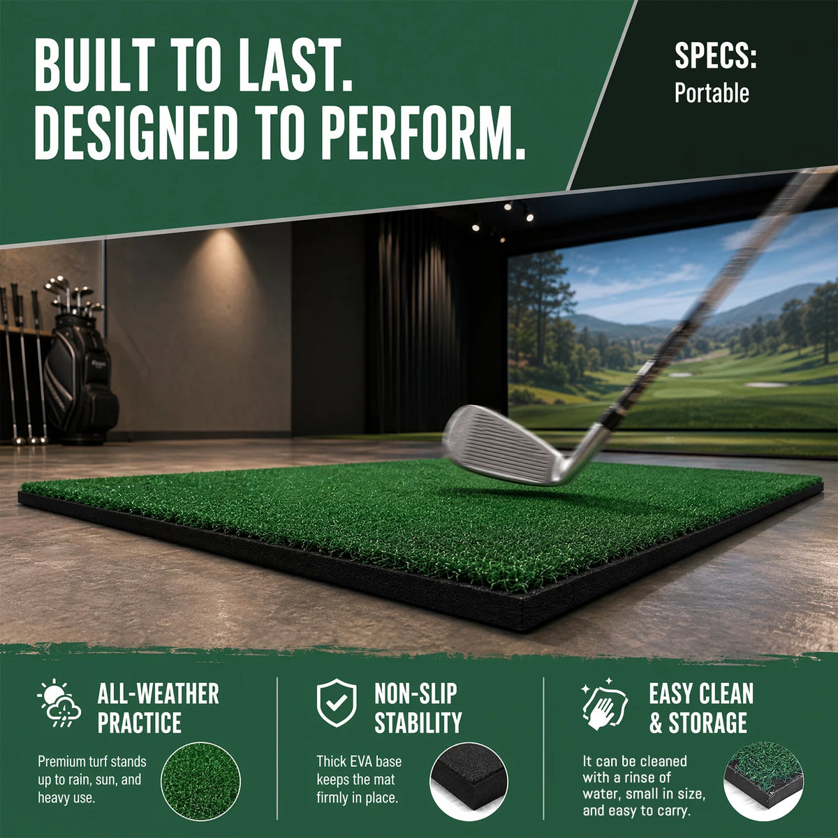 Golf Swing Practice Mat Outdoor / Indoor Hitting Pad
