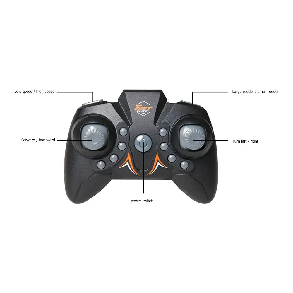 RC Boat High Speed Electric Ship remote controller with labeled controls for maneuvering and speed adjustments.