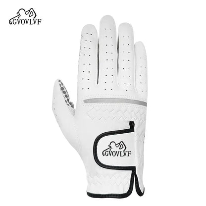 Golf Gloves Men's Leather White breathable glove by GVOVLVF, designed for men's comfort and performance.