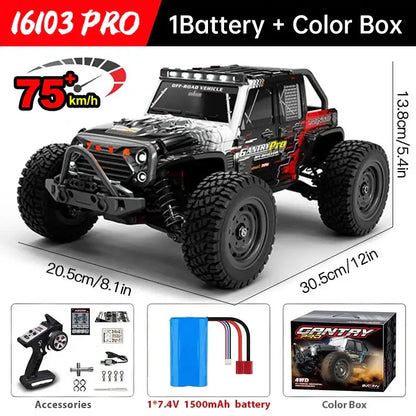 WLtoys 16101 Pro 1:16 75KM/H 4WD RC Car With LED Light Sportsman Specialty Products