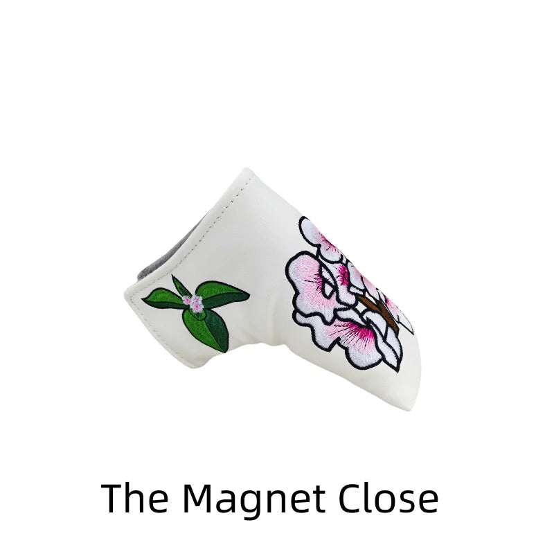 flower embroidery golf club head covers featuring elegant flower design for driver and fairway woods.