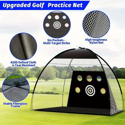 Golf Practice Net, 10x7 ft Deluxe Golf Practice net set Play golf at home Sportsman Specialty Products