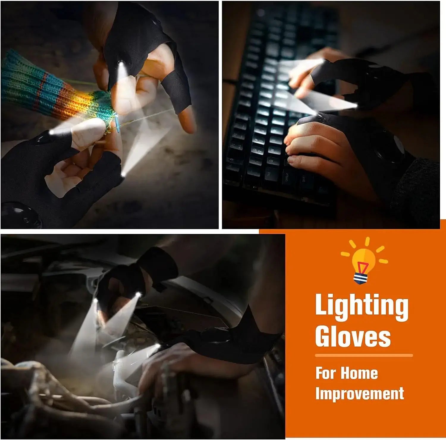 LED Half Finger Glove for Men Women Outdoor Waterproof Night Fishing Sportsman Specialty Products