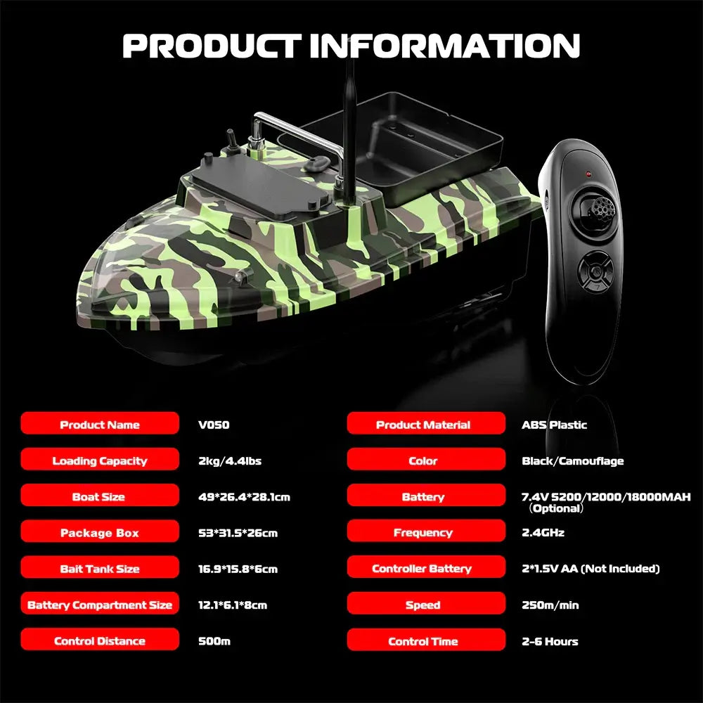 RC Fishing Bait Boat,2KG Load,500M Control, Low Battery ,VX Sportsman Specialty Products