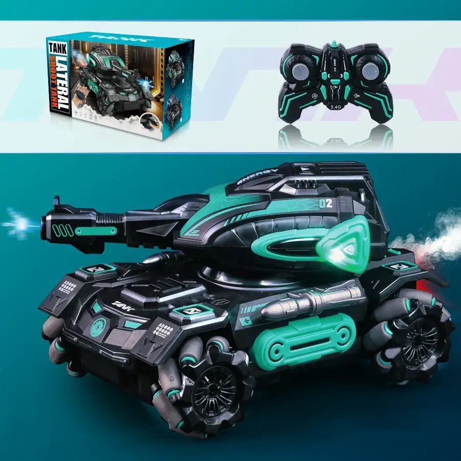 stunt launch water polo tank RC spray car 2.4G four-wheelSPECIFICATIONS stunt launch water polo tank Brand Name: NONE Certification: CE Charging Voltage: 3.7V Choice: yes Control Channels: 9 Channels Controller Mode: MODE1 Design: Cars Features: Remote Co