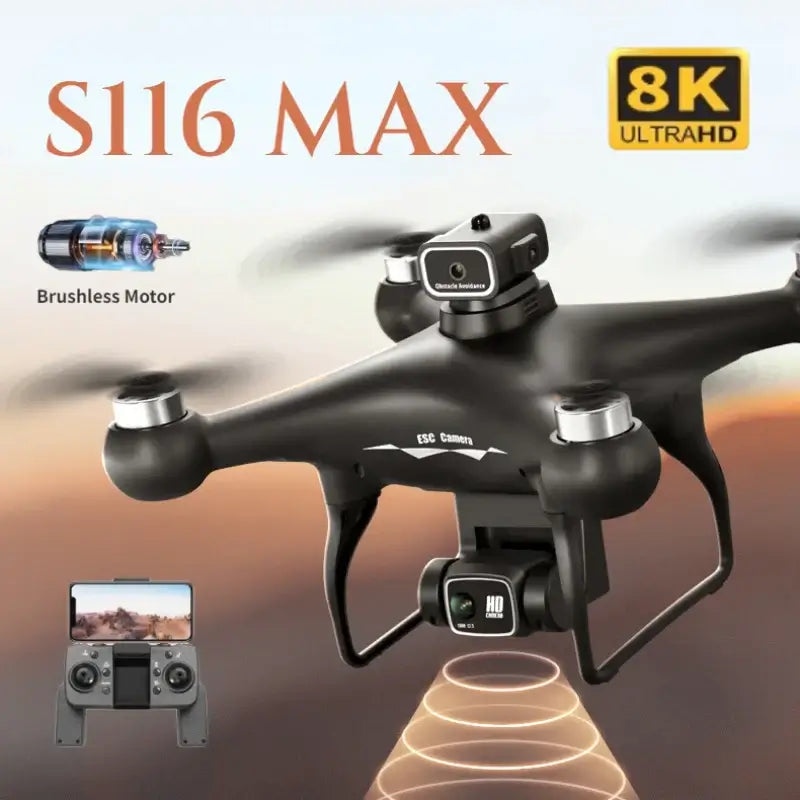 S116 MAX Drone Professional with 3 Batteries 8K Dual Camera Optical Sportsman Specialty Products