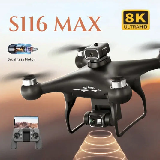 S116 MAX Drone Professional with 3 Batteries 8K Dual Camera Optical Sportsman Specialty Products