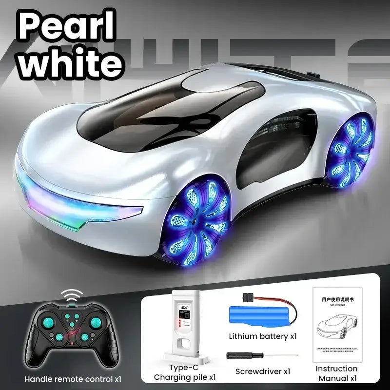 Remote Control Concept Cars featuring a pearl white design, illuminated wheels, and a remote control for exciting driving.