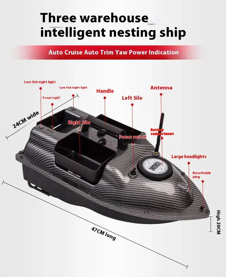 Rc Bait Boat 500m Auto Driving Return V900 Gps 40 Points Sonar Sportsman Specialty Products