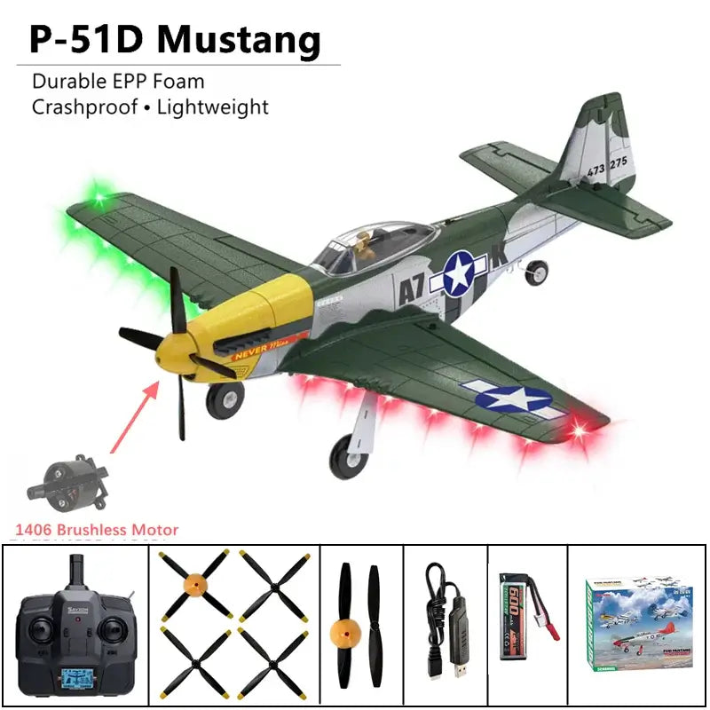 RC Plane P51D Mustang RTF5CH 3D/6G Fixed-Wing Airplane - 