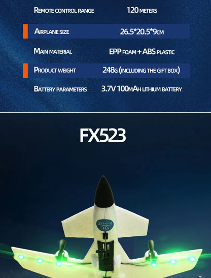 F-35 Fighter Jet EPP Material With Gyroscope specifications including size, weight, and materials.