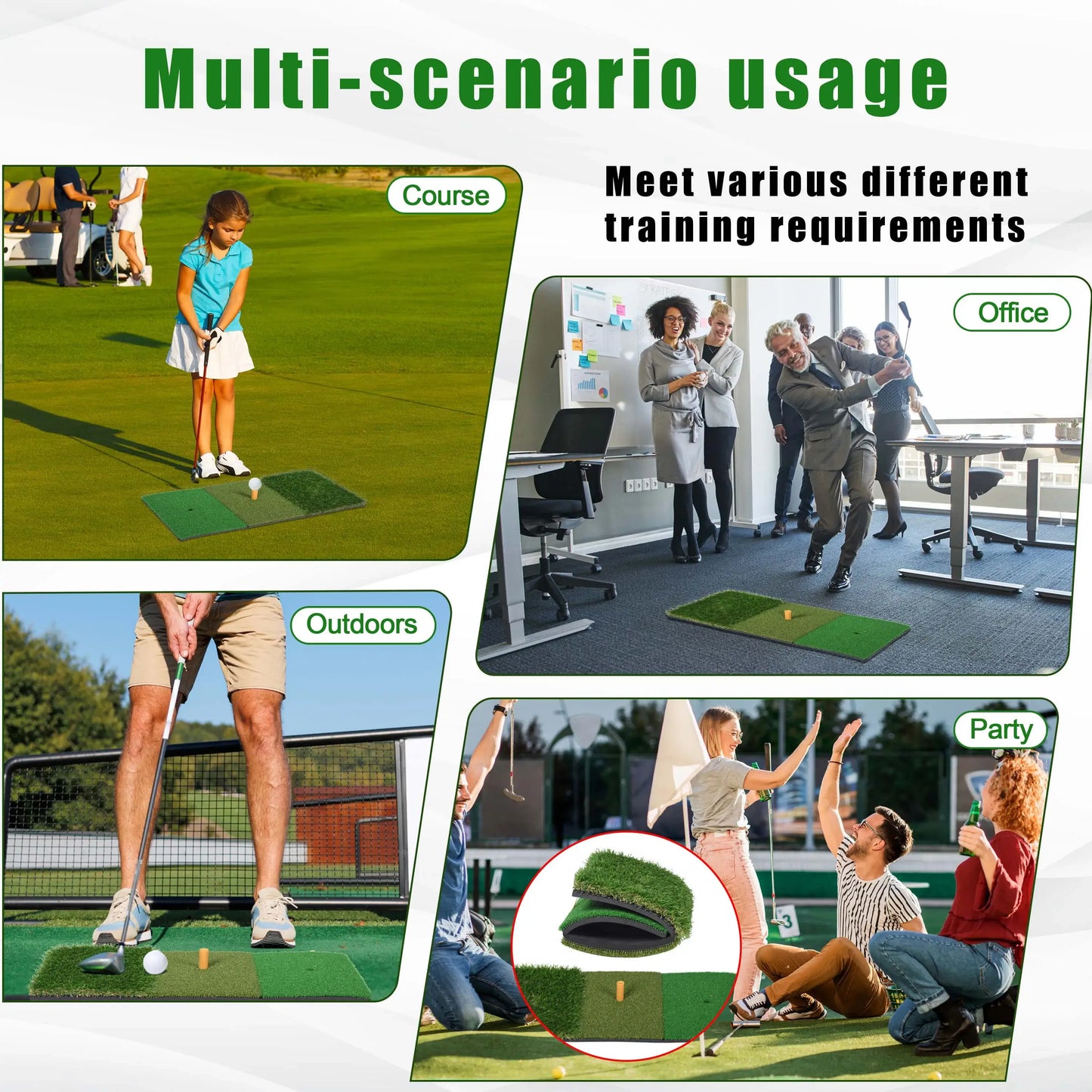 Golf Hitting Mat 30*60Cm Indoor Outdoor Mini Practice Durable