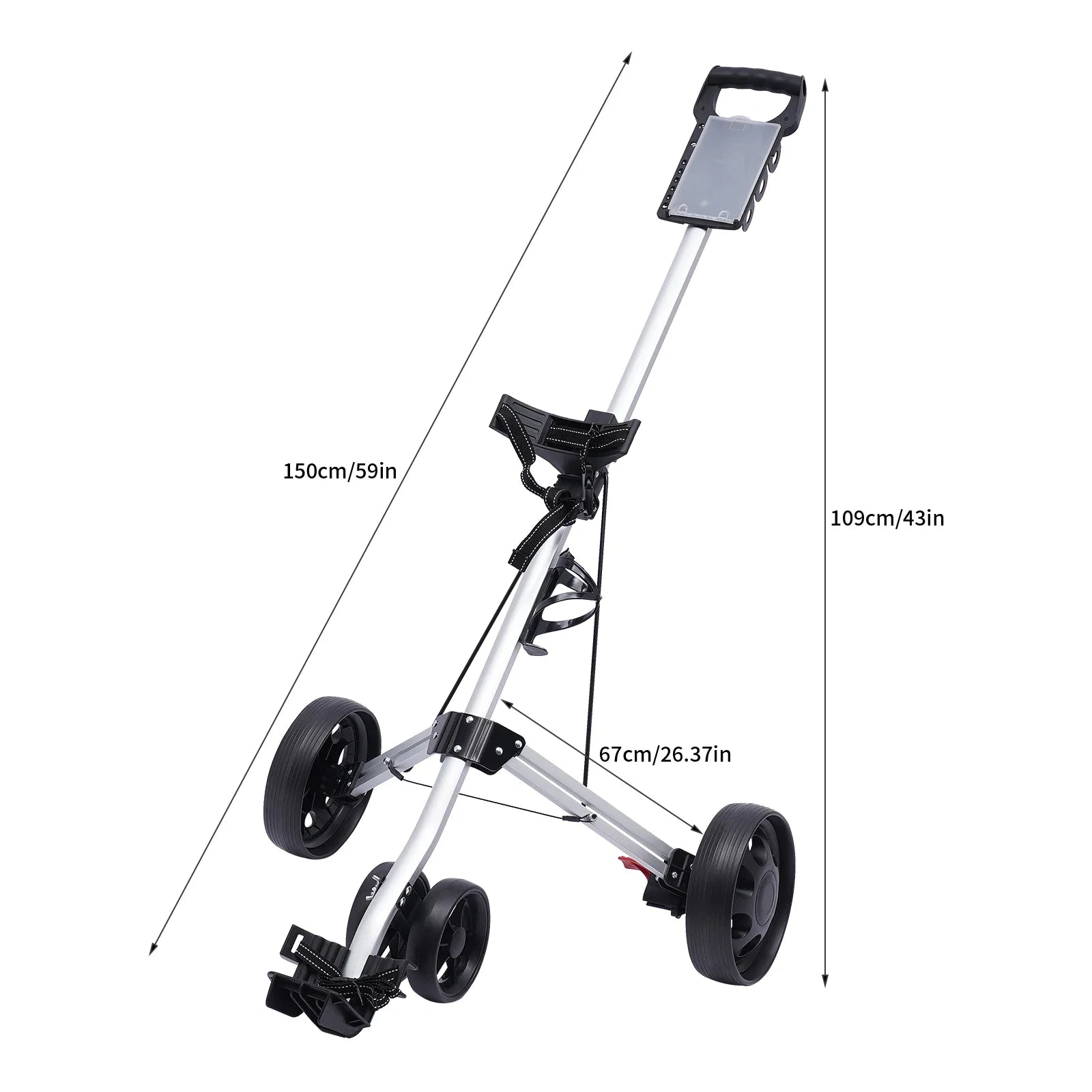 Sportsman Specialty Products 3 Wheel Push Pull Golf Cart Foldable Lightweight Golf Push Cart