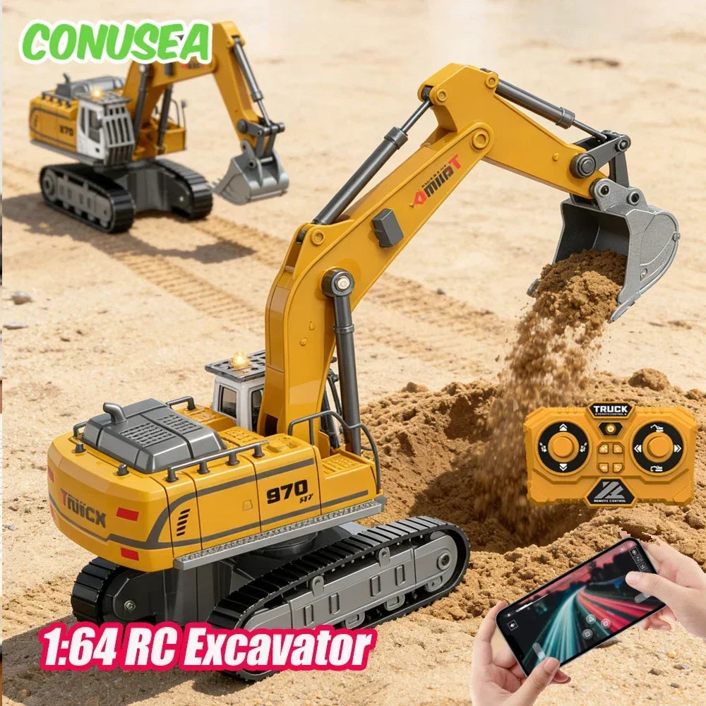 Rc Excavator 1/64 Mini Alloy Remote Controlled Engineering Vehicle