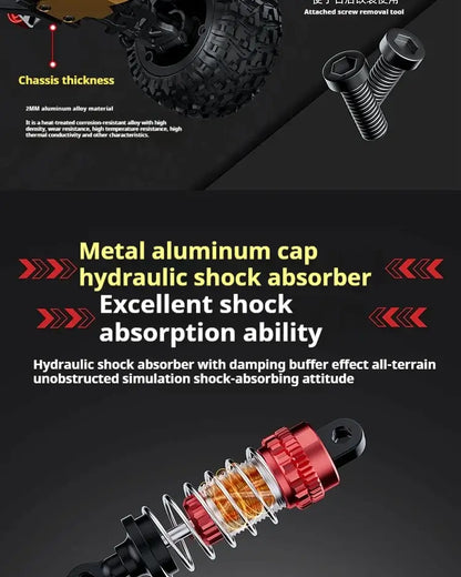 High-speed 4WD RC truck metal aluminum cap hydraulic shock absorber with excellent shock absorption ability.