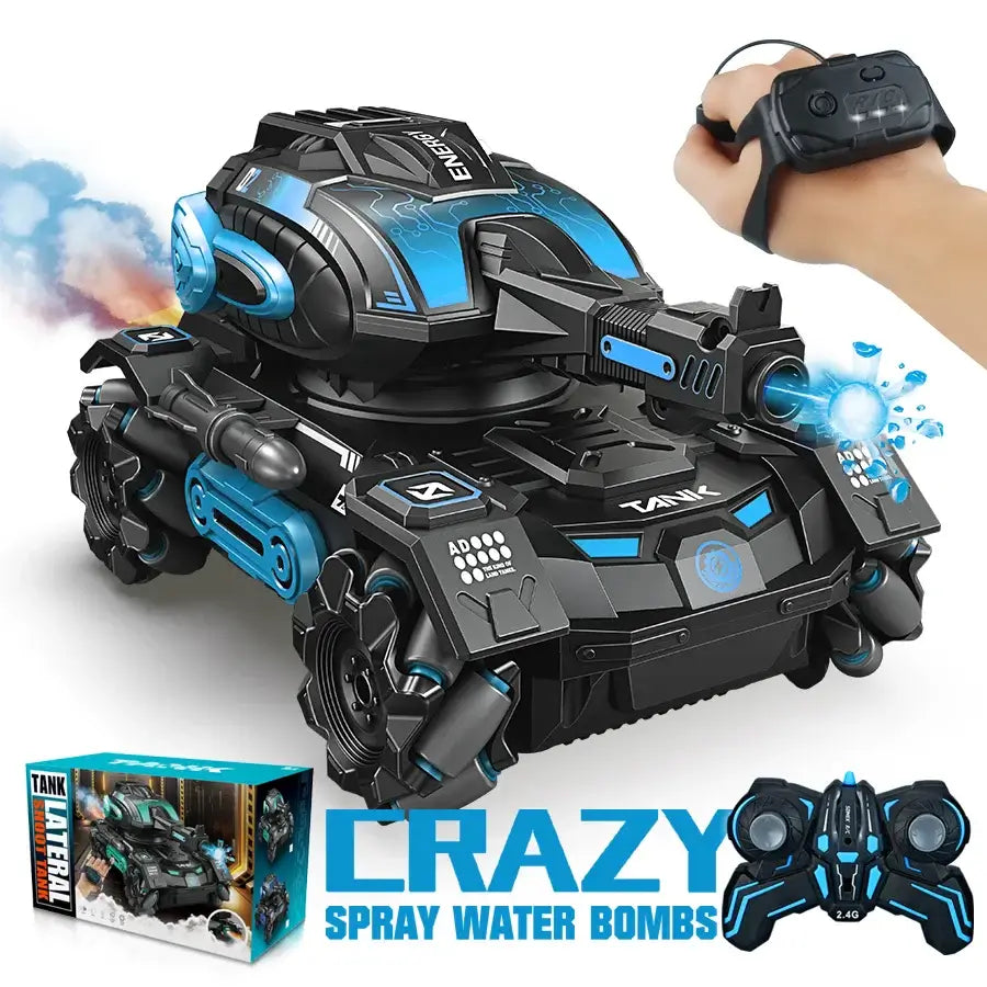 stunt launch water polo tank RC spray car 2.4G four-wheelSPECIFICATIONS stunt launch water polo tank Brand Name: NONE Certification: CE Charging Voltage: 3.7V Choice: yes Control Channels: 9 Channels Controller Mode: MODE1 Design: Cars Features: Remote Co