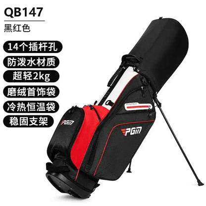Golf Bags PGM Men Women shoulder strap bracket bag featuring durable canvas design in black and red.
