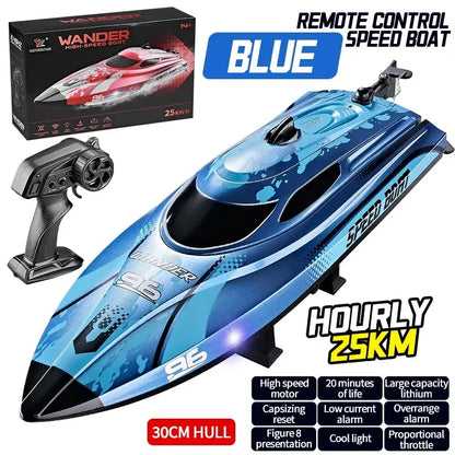 HJ820 RC Battery Boat 2.4Ghz 25km/h High-Speed Remote ControlExperience precision control on the water with the HJ820 RC Battery Boat, engineered for high-speed performance. This 2.4GHz remote control boat delivers impressive 25km/h speeds, making it idea