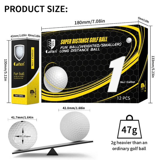 High precision golf balls for distance - Caiton super distance golf ball packaging with detailed specifications.
