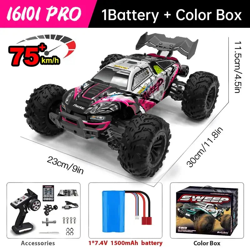 WLtoys 16101 Pro 1:16 75KM/H 4WD RC Car With LED Light Sportsman Specialty Products