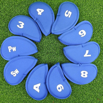 10Pcs/set Golf Iron Head Covers Iron Golf Club Protective Black/Red/Blue Sportsman Specialty Products
