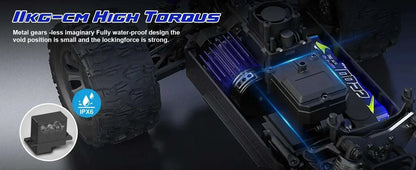 Lithium Battery RC Truck MT14R PT14R showcasing high torque motor and waterproof design for off-road performance.