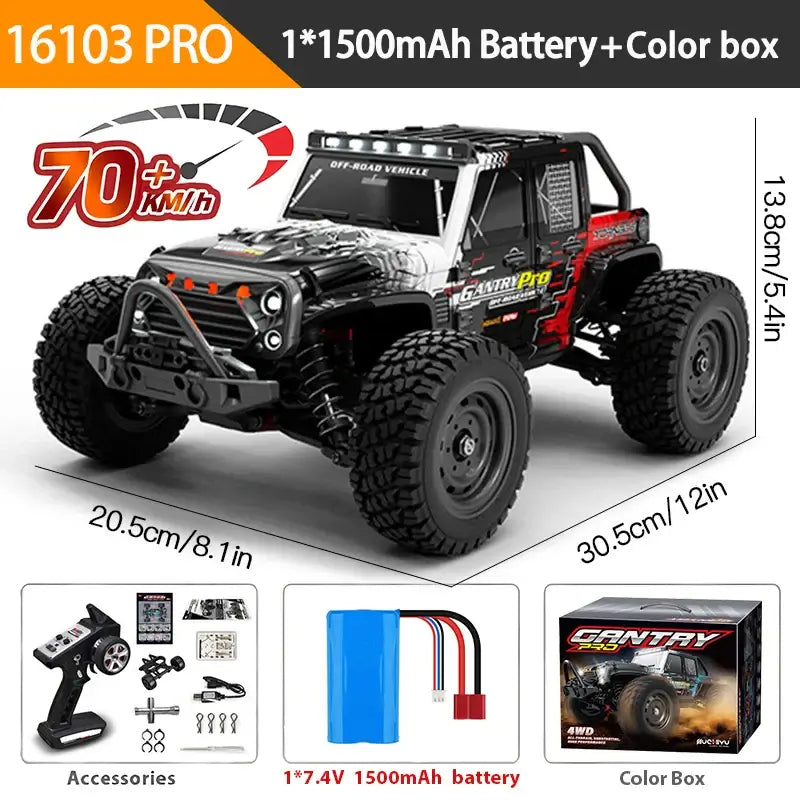 1:16 70KM/H Or 50KM/H 4WD RC Car With LED Remote Control Cars Sportsman Specialty Products