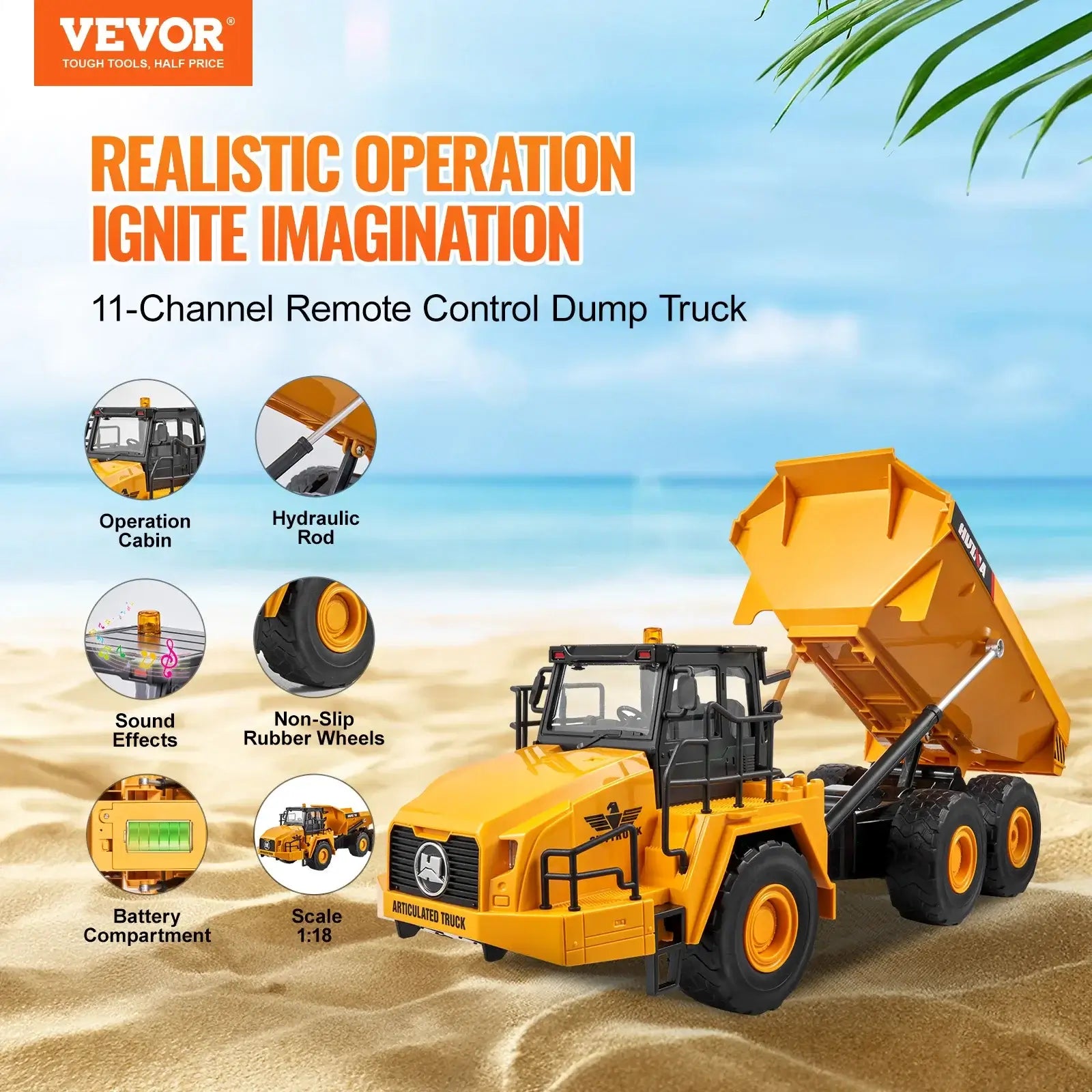 VEVOR RC Dump Truck Remote Control Car Children Toys Sportsman Specialty Products