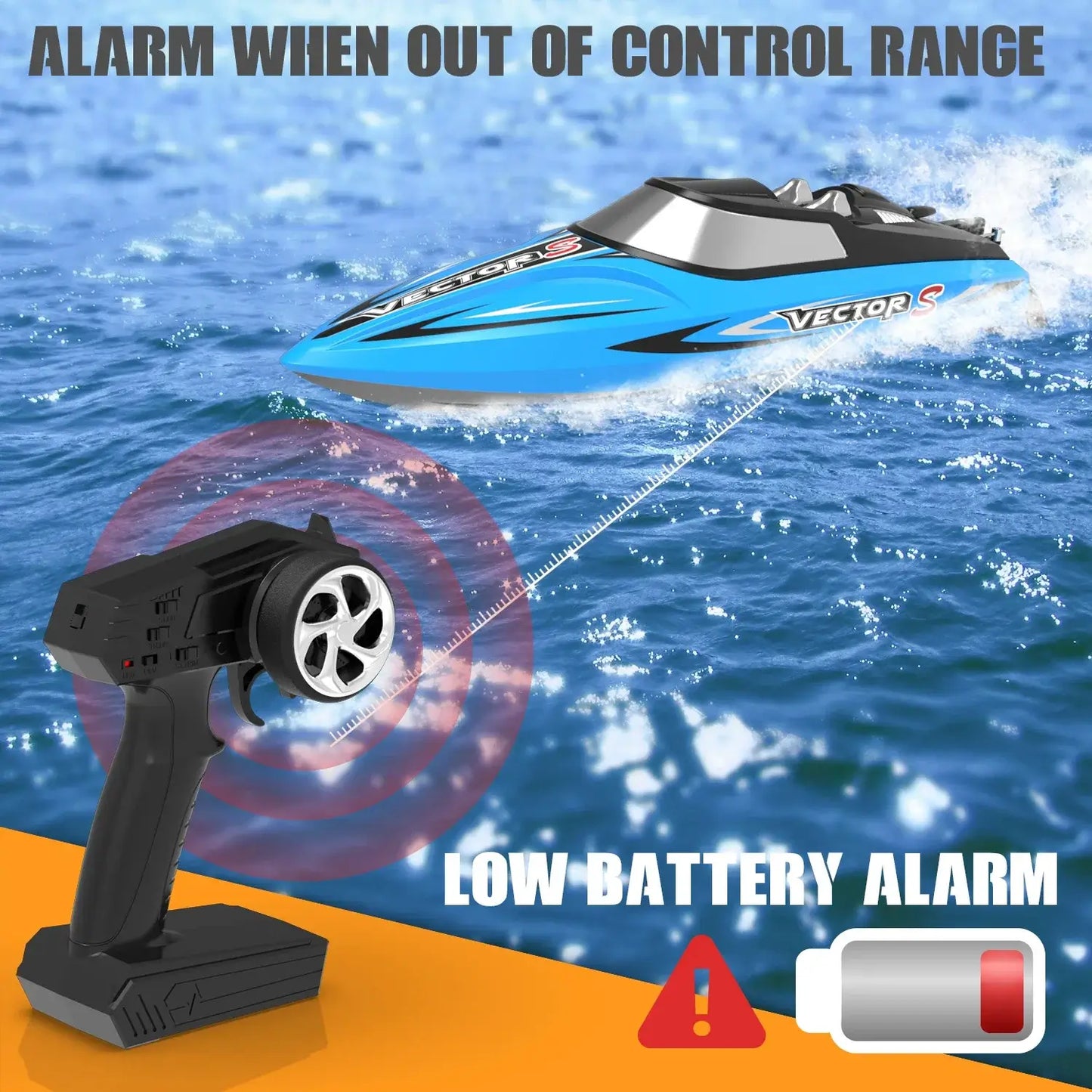 VOLANTEXRC RC Boat Racing High Speed Boat Control 2.4GHZ 48kmhExperience high-performance RC boating with the VOLANTEXRC Racing Boat, engineered for speed enthusiasts and competitive pilots. This 2.4GHz remote-controlled vessel delivers impressive 48 km/h