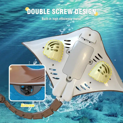 Rc Boat 2.4G Remote Control Manta Ray Robot Toy with double screw design and high efficiency motor.