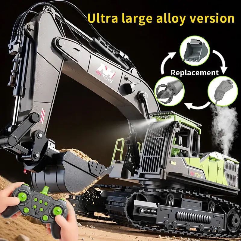 Remote Control Excavator Toys in ultra large alloy version with remote control and detailed features.
