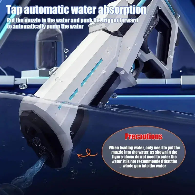 42cm Electric Water Guns for Adults High Pressure Automatic, showing automatic water absorption feature.