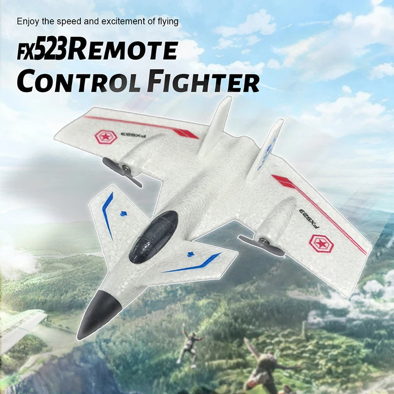 F-35 Fighter Jet EPP Material With Gyroscope flying above scenic landscape, showcasing impressive design and controls.
