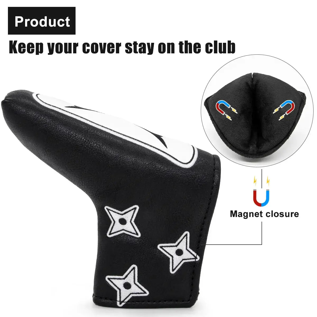 Aliennana Golf Club Headcover Set, Black Ninja Driver Head Cover Sportsman Specialty Products