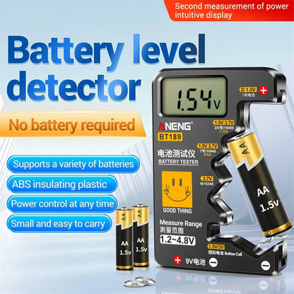 BT189 Digital Battery Tester LCD Display AA/AAA/9V/1.5V Button Cell Battery Capacity Check Detector Capacitance Diagnostic Tool