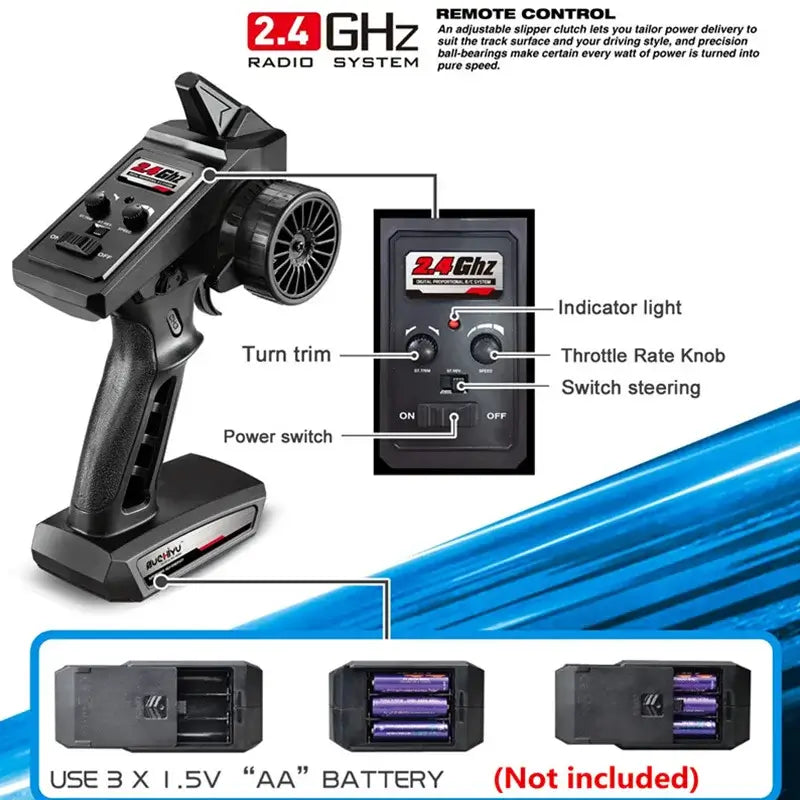 Top 16102 RC Cars 2.4G 390 Moter High Speed Racing With LED 4WD DriftRC Cars High Speed 4WD Drift & LED Fun
