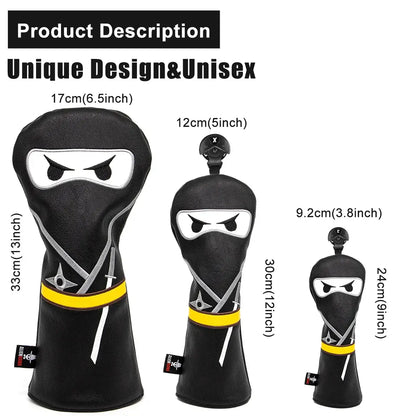 Aliennana Golf Club Headcover Set, Black Ninja Driver Head Cover Sportsman Specialty Products