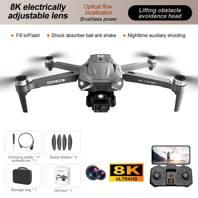 D1 Drone 8K Camera Night Vision Lights Brushless Optical Sportsman Specialty Products