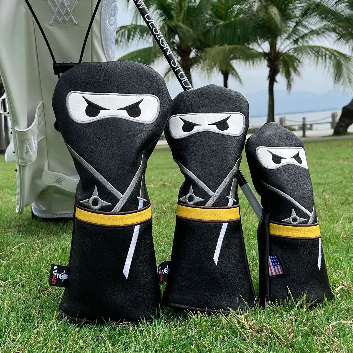 Aliennana Golf Club Headcover Set, Black Ninja Driver Head Cover Sportsman Specialty Products