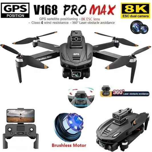 V168 Pro MAX Drone 8K Professional Dual HD Camera GPS 5G Sportsman Specialty Products